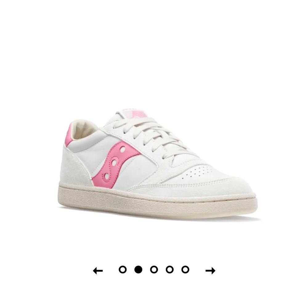 Saucony Court Jazz White and Pink Low-Top Sneakers